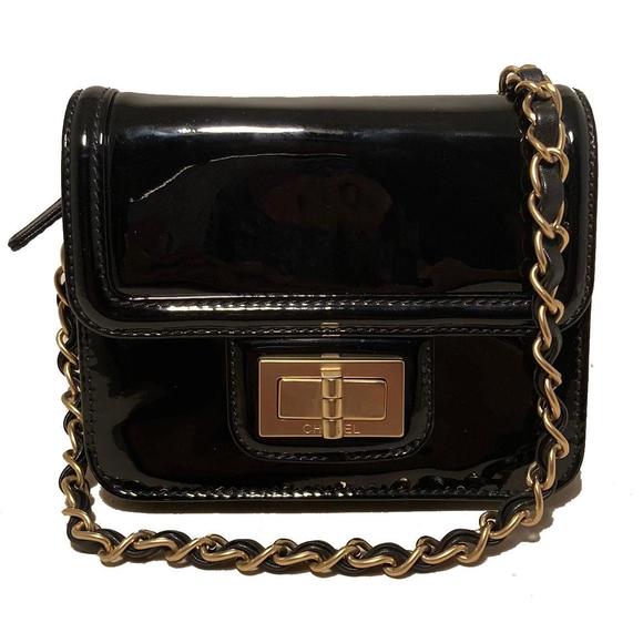 CHANEL Mini Black Patent Leather Classic Shoulder Bag - Picture 2 of 9